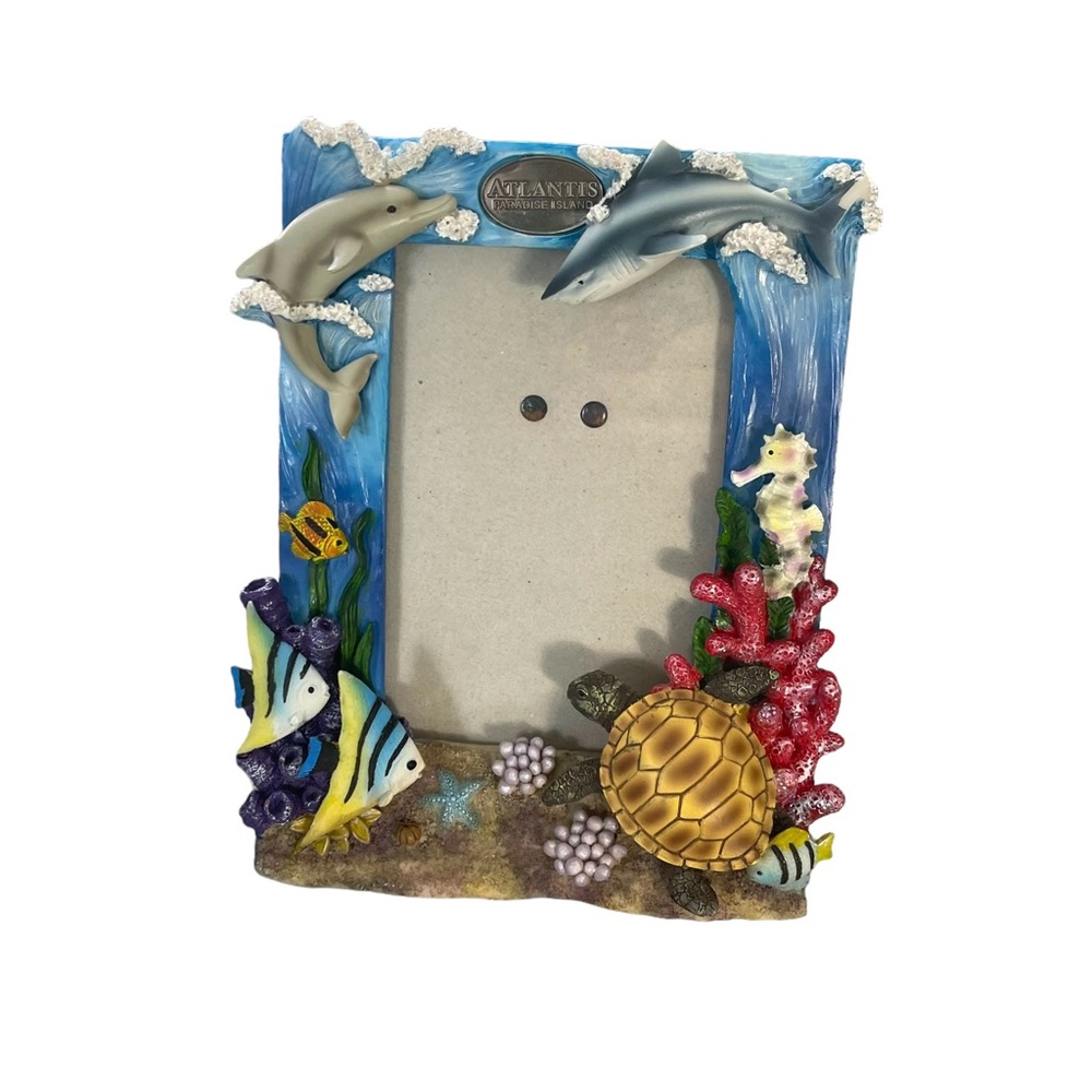 Atlantis Paradise Island souvenir photo frame 4x6 dolphins ocean resin travel
